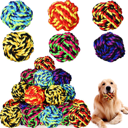 Chitidr 18 Pcs Dog Rope Ball Dog Rope Toy for Aggressive Chewer Dog Toy for Large Dog Large Dog Ball for Small Medium Dog Toy for Puppies Rope Ball Dog Toy Pack for Teething Chew Biting Training