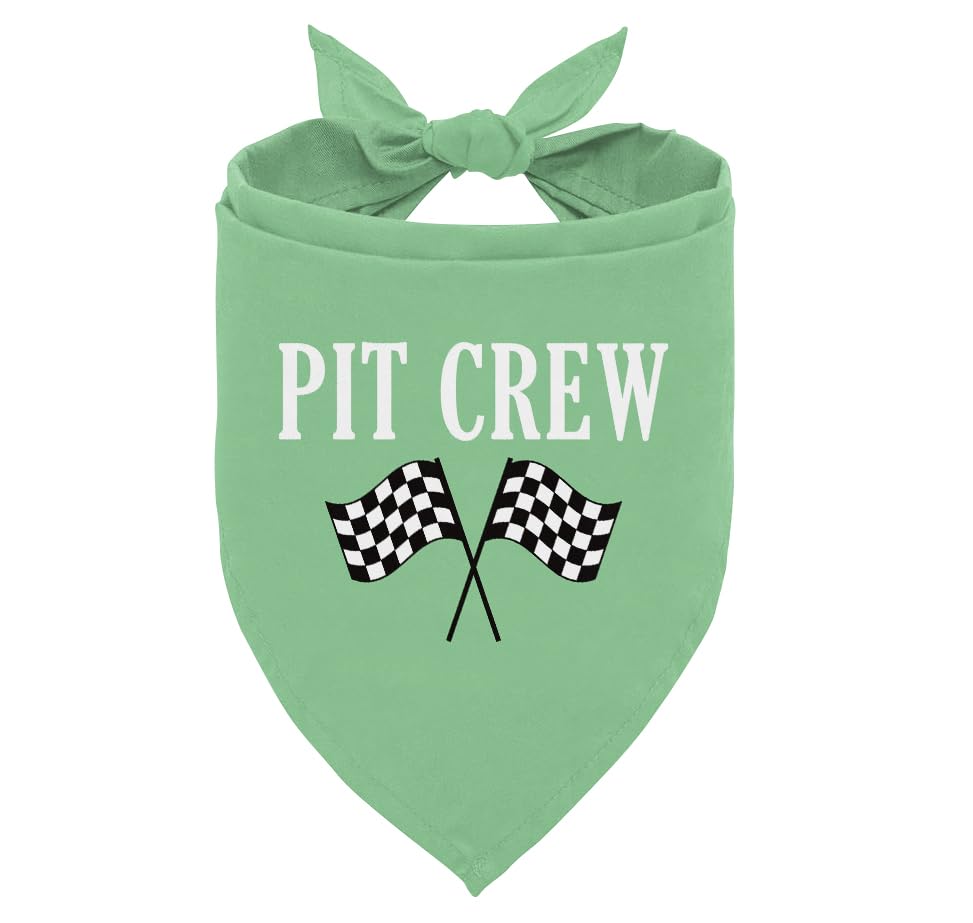 Pit Crew Dog Bandana Light Green Dog Bandana Checkered Flags Race Car Flag Dog Bandana Funny Cute Dog Bandana Pet Dog Triangle Scarf Dog Bandana for Small Medium Large Dogs (E8)