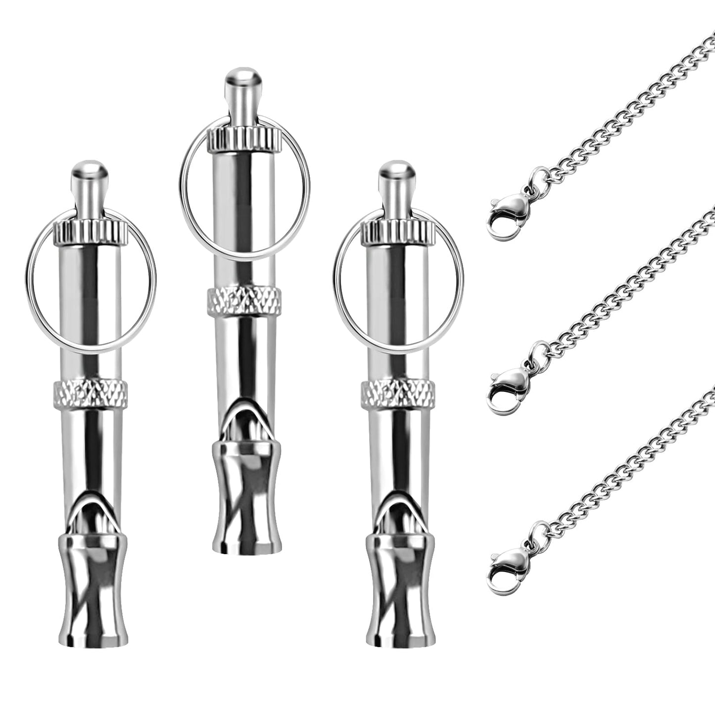 SUBANG 3 Pack Dog Whistle with Metal Necklace Stop Neighbors Dog from Barking Adjustable Ultrasonic Silent Dog Whistle Professional Dog Training Whistles for Dog Daily Training
