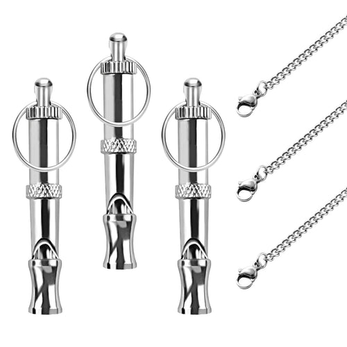 SUBANG 3 Pack Dog Whistle with Metal Necklace Stop Neighbors Dog from Barking Adjustable Ultrasonic Silent Dog Whistle Professional Dog Training Whistles for Dog Daily Training