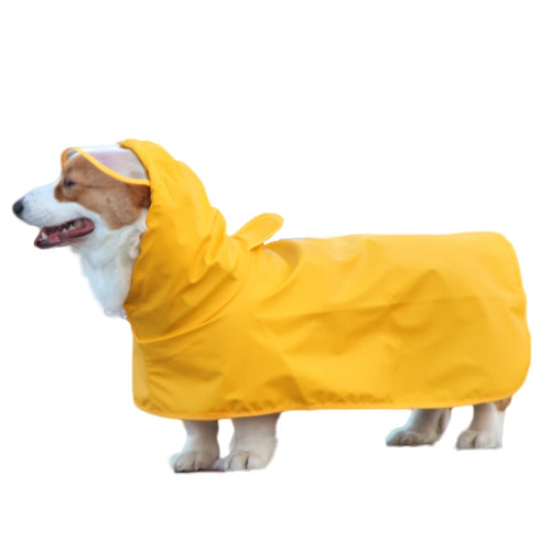 Petmolico Dog Raincoat Waterproof Dog Ponch Small Dog Raincoat with Hoodie Adjustable Dog Rain Jacket for SchnauzerBeaglesFrench BulldogMini Pinchers(LYellow)