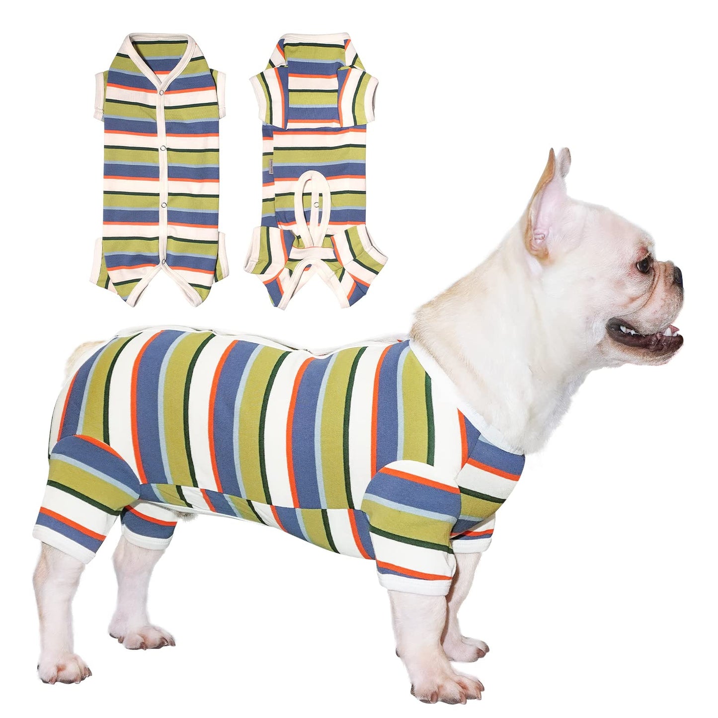 TONY HOBY Dog Pajamas Dog Jumpsuit Colorful Dog Shirt Dog Surgery Recovery Suit for Small Medium Dog (Blue&White Boy M)