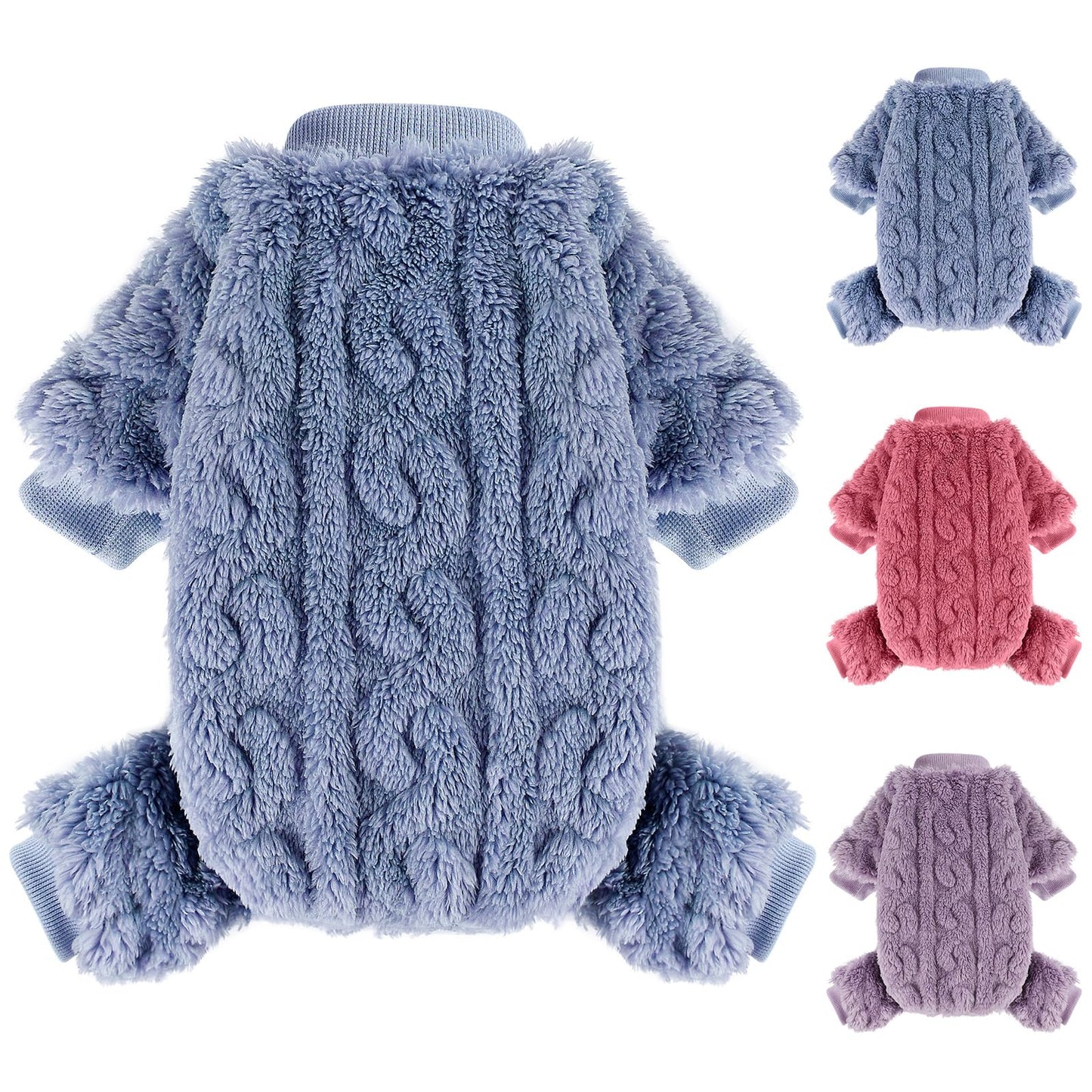 Small Dog Pajamas Dog Fleece Sweater Winter Warm Dog Clothes for Small Dogs Girls Boy Pet Stretchy Jumpsuit Dog Pajamas Small Dog Sweaters 4 Legged(BlueXS)
