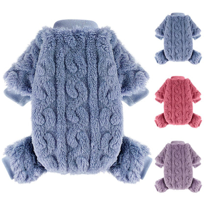 Small Dog Pajamas Dog Fleece Sweater Winter Warm Dog Clothes for Small Dogs Girls Boy Pet Stretchy Jumpsuit Dog Pajamas Small Dog Sweaters 4 Legged(BlueXS)