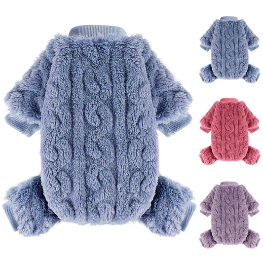Small Dog Pajamas Dog Fleece Sweater Winter Warm Dog Clothes for Small Dogs Girls Boy Pet Stretchy Jumpsuit Dog Pajamas Small Dog Sweaters 4 Legged(BlueXS)