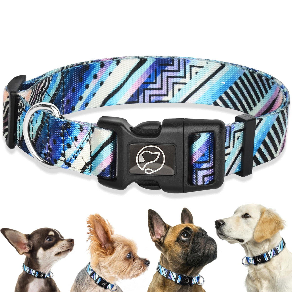 Small Dog Collars for Male Dogs Small Dog Collar Classic Boho Print Dog Collar Boy Dog Collars Quick Release Dog Collar for Small Dogs Size S