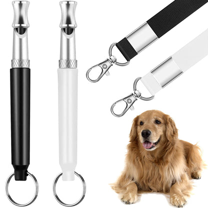 SPECIALISTTRIAN Dog Whistle，2 Pcs Dog Ttraining Whistles，Professional Recall Dog Training Whistles，Dog Whistle to Stop Barking Neighbors Dog，Adjustable Silent Dog Whistle，Black and White，with Lanyard