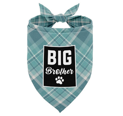 Dog Bandana Big Brother Dog Bandana Dog Scarf Plaid Printing Dog Scarf Accessories Dog Bandana Pet Scarf Pet Plaid Scarf Gender Reveal Accessories Dog Bandana Gift for Small Medium Large (A50)