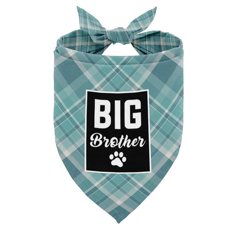 Dog Bandana Big Brother Dog Bandana Dog Scarf Plaid Printing Dog Scarf Accessories Dog Bandana Pet Scarf Pet Plaid Scarf Gender Reveal Accessories Dog Bandana Gift for Small Medium Large (A50)